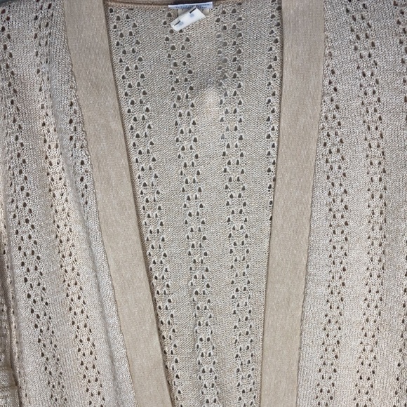 VINTAGE MISS PERNILLA Champagne Delicate Knit Open Cardigan Sweater Size 12 - Picture 9 of 16